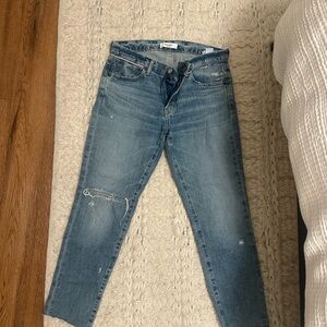 Moussy Skinny Distressed cropped mid rise Light Blue Jeans